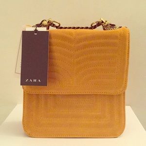 Zara Mustard Suede Crossbody Bag